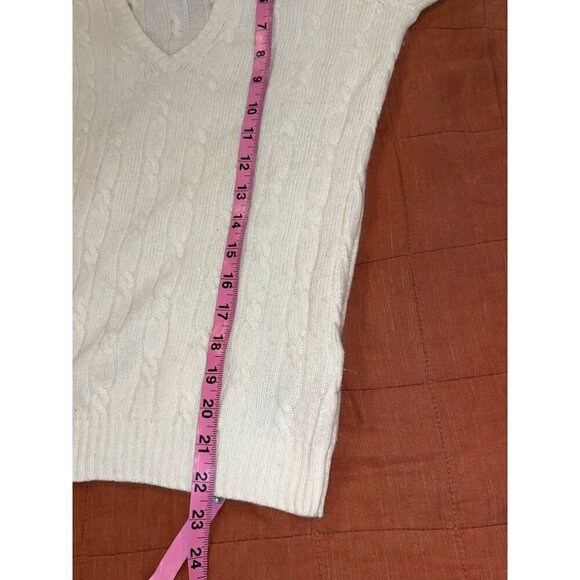J.Crew Cream Cable Knit Merino Wool V-Neck Pullover Sweater Women's Size S - Picture 6 of 8